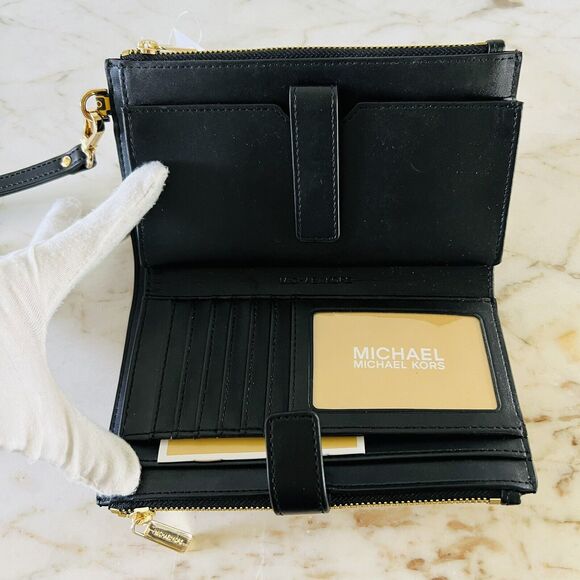 MICHAEL KORS New York City Taxi Yellow Multi Leather Double Zip Wallet Wristlet - Picture 6 of 7